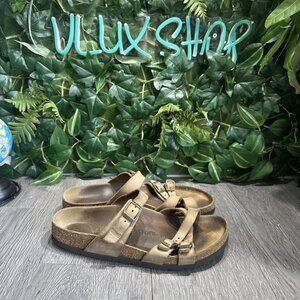 Birkenstock Mayari Sandals Women's 9 40 Brown Leather Strappy Buckle Toe Loop